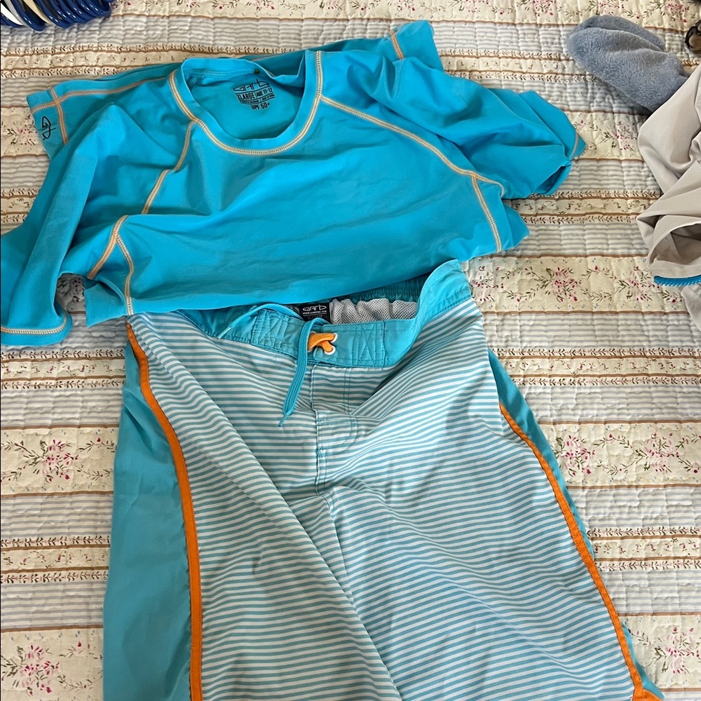Garb Kids Blue and Orange Rashguard Set UPF 50+